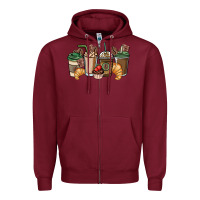 Burgundy coffee coffee cups Zipper Hoodie - NancyCooperArtShop