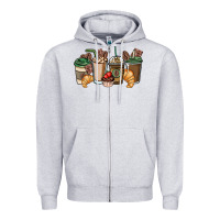 Heather Grey coffee coffee cups Zipper Hoodie - NancyCooperArtShop