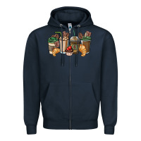 Navy coffee coffee cups Zipper Hoodie - NancyCooperArtShop