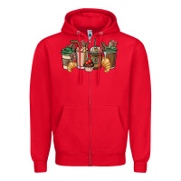 Red coffee coffee cups Zipper Hoodie - NancyCooperArtShop