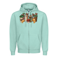 Seafoam coffee coffee cups Zipper Hoodie - NancyCooperArtShop
