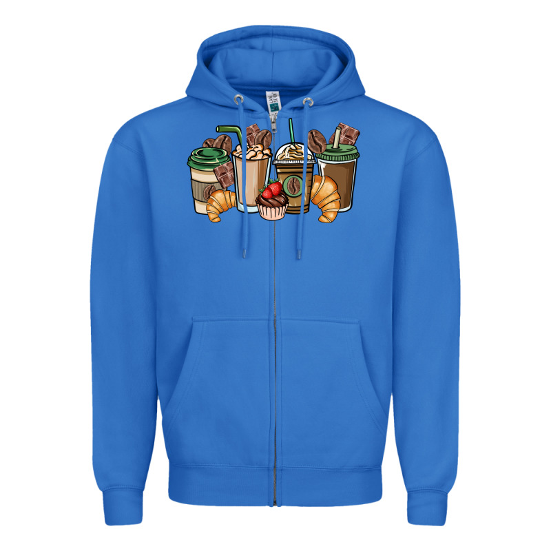 Coffee Coffee Cups Zipper Hoodie by NancyCooperArtShop | Teevron