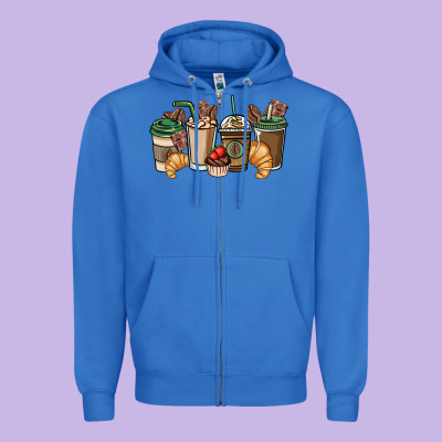 Coffee Coffee Cups Zipper Hoodie Designed By Nancycooperartshop