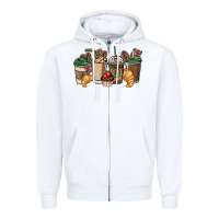 White coffee coffee cups Zipper Hoodie - NancyCooperArtShop