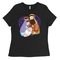 Black holy night jesus birth Ladies Tee - Zillion Design Studio