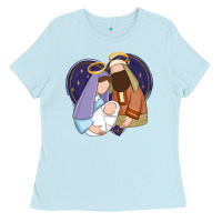 Baby Blue holy night jesus birth Ladies Tee - Zillion Design Studio