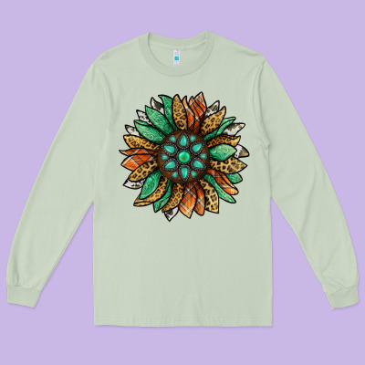 Thanksgiving Fall Sunflower Long Sleeve Tee Designed By Jasminsmagicworld