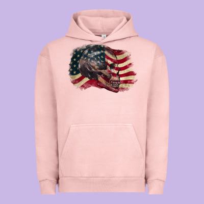 Skull With American Flag 4th Of July Urban Hoodie Designed By Cowgirlartshop