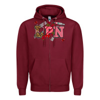 Burgundy valentinesday lpn Zipper Hoodie - NancyCooperArtShop