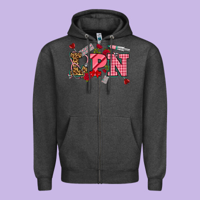 Valentinesday Lpn Zipper Hoodie Designed By Nancycooperartshop
