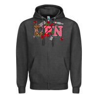Charcoal Heather valentinesday lpn Zipper Hoodie - NancyCooperArtShop