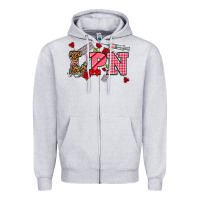 Heather Grey valentinesday lpn Zipper Hoodie - NancyCooperArtShop