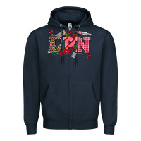 Navy valentinesday lpn Zipper Hoodie - NancyCooperArtShop