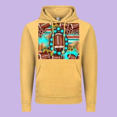 Football Leopard Turquoise Gemstone Sunflower Vintage Hoodie Designed By Jahusdesignshop