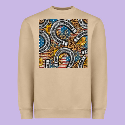 American Flag Horseshoe Deamless Pattern Heavyweight Sweatshirt Designed By Bundleandbundleshop