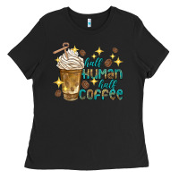 Black half human half coffee Ladies Tee - texasbilliewilder
