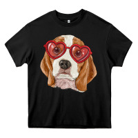 Black beagle with love glasses Heavy Core Tee - RanaPortraitStore