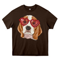 Chocolate Brown beagle with love glasses Heavy Core Tee - RanaPortraitStore