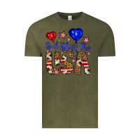 Vintage Olive god bless the usa Vintage Tee - Artiststas