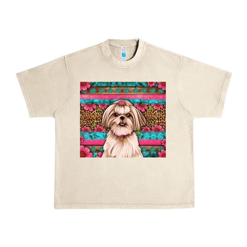 Shih Tzu Floral Tumbler Urban Heavy Tee by Artiststas | Teevron