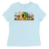 Baby Blue hippie soul leopard sunflower Ladies Tee - JahusDesignShop