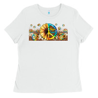 White hippie soul leopard sunflower Ladies Tee - JahusDesignShop