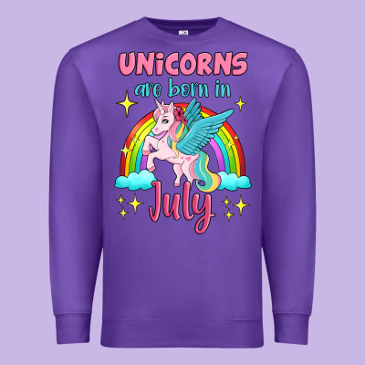 Unicorns Are Born In July Premium Sweatshirt Designed By Jasminsmagicworld