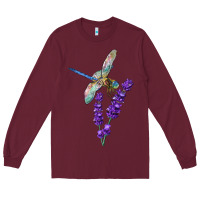 Burgundy Dragonfly With Lavender Long Sleeve Tee - LillyAllenDesigns