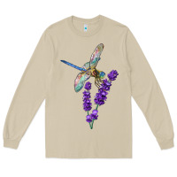 Mushroom Dragonfly With Lavender Long Sleeve Tee - LillyAllenDesigns