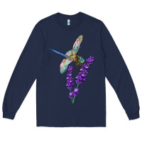 Navy Dragonfly With Lavender Long Sleeve Tee - LillyAllenDesigns