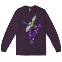 Plum Dragonfly With Lavender Long Sleeve Tee - LillyAllenDesigns