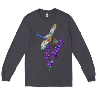 Smoke Dragonfly With Lavender Long Sleeve Tee - LillyAllenDesigns