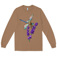 Toasted Coconut Dragonfly With Lavender Long Sleeve Tee - LillyAllenDesigns