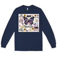 Navy just breathe Long Sleeve Tee - JahusDesignShop