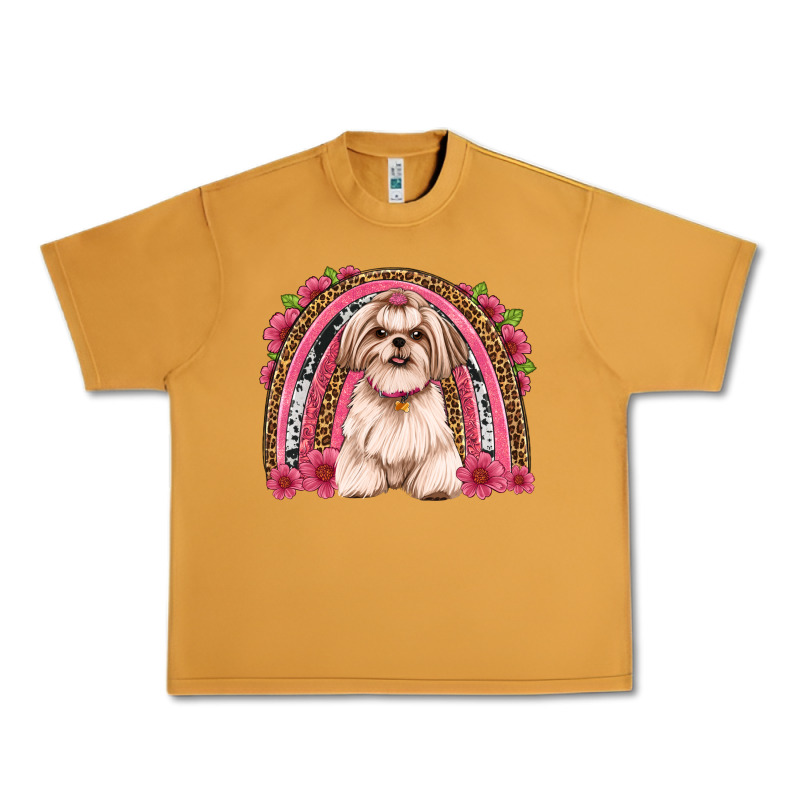 Shih Tzu Floral Rainbow Urban Heavy Tee by Artiststas | Teevron