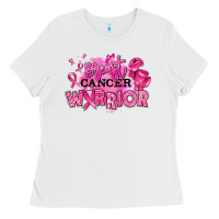 White breast cancer warrior Ladies Tee - RanaPortraitStore