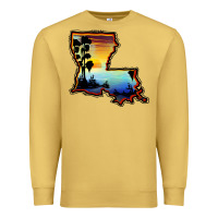 Antique Gold louisiana  sunset map Premium Sweatshirt - BarkalooDesign
