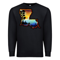 Black louisiana  sunset map Premium Sweatshirt - BarkalooDesign