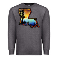Charcoal Heather louisiana  sunset map Premium Sweatshirt - BarkalooDesign