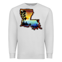 Dove Grey louisiana  sunset map Premium Sweatshirt - BarkalooDesign