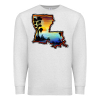 Oatmeal Heather louisiana  sunset map Premium Sweatshirt - BarkalooDesign