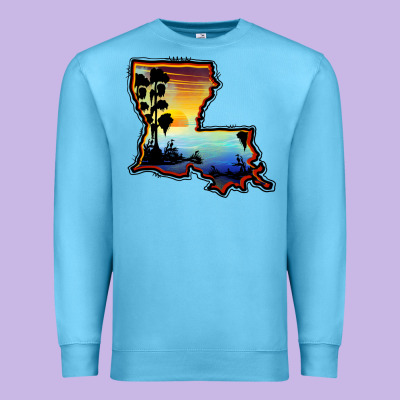 Louisiana  Sunset Map Premium Sweatshirt Designed By Barkaloodesign