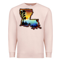 Pale Pink louisiana  sunset map Premium Sweatshirt - BarkalooDesign