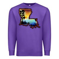 Purple louisiana  sunset map Premium Sweatshirt - BarkalooDesign