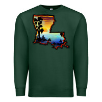 Sports Green louisiana  sunset map Premium Sweatshirt - BarkalooDesign