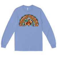 Turquoise Thanksgiving Turkey Rainbow Long Sleeve Tee | Teevron