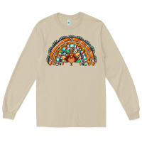 Mushroom turquoise thanksgiving turkey rainbow Long Sleeve Tee - Jasminsmagicworld