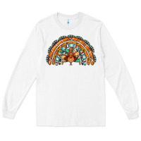 White turquoise thanksgiving turkey rainbow Long Sleeve Tee - Jasminsmagicworld