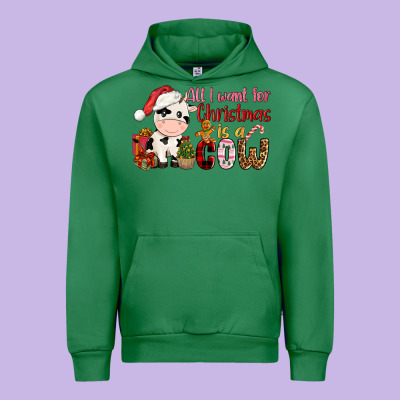 All Want For Christmas Is A Cow Urban Hoodie Designed By Cowgirlartshop