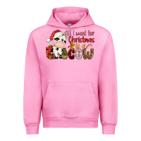 Fuchsia Pink all want for christmas is a cow Urban Hoodie - CowGirlArtShop